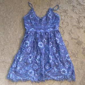 Nbd blue floral dress lace size small